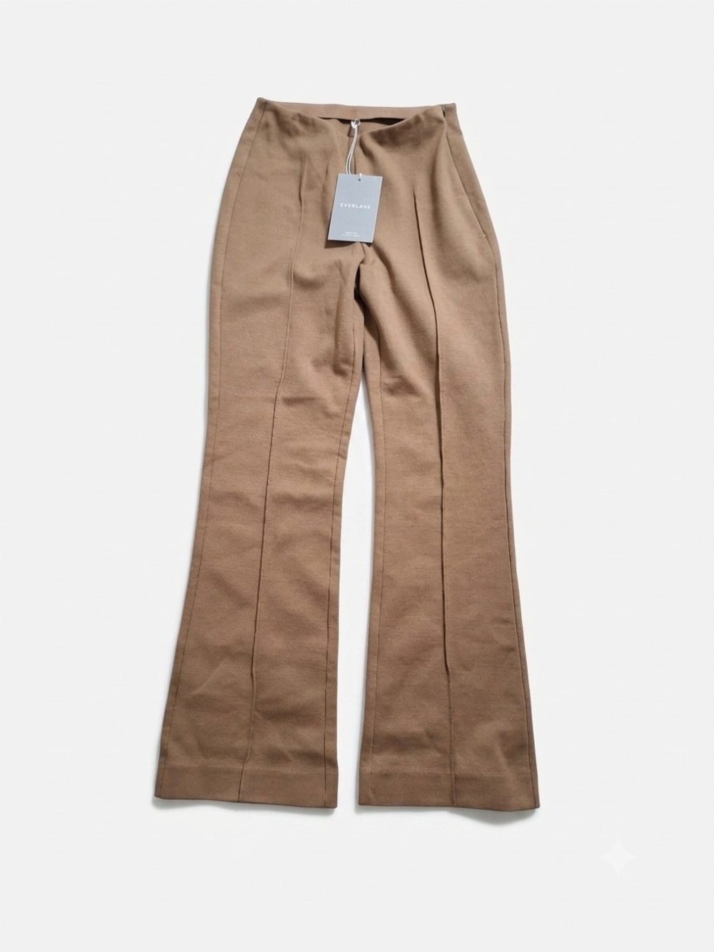 NWT Everlane Brown Knit Flare Pants Front Seam Detail Size XS